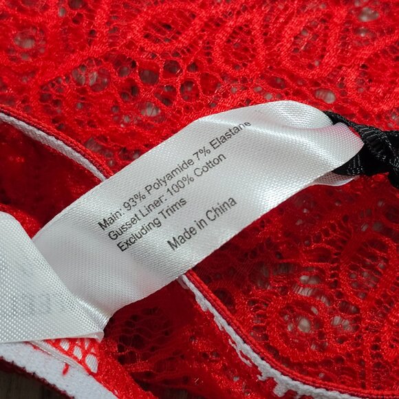 Hustler Red Logo Lace High Waisted Thong Panty - Picture 5 of 6